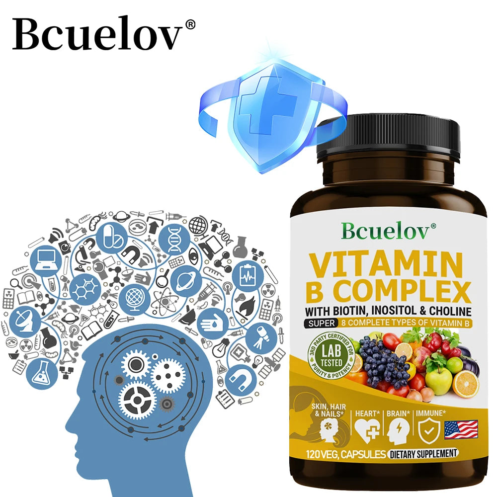 Vitamin B Complex - Boosts Immunity, Promotes Energy Metabolism, Supports Nervous System Health, Non-GMO, 120 Capsules