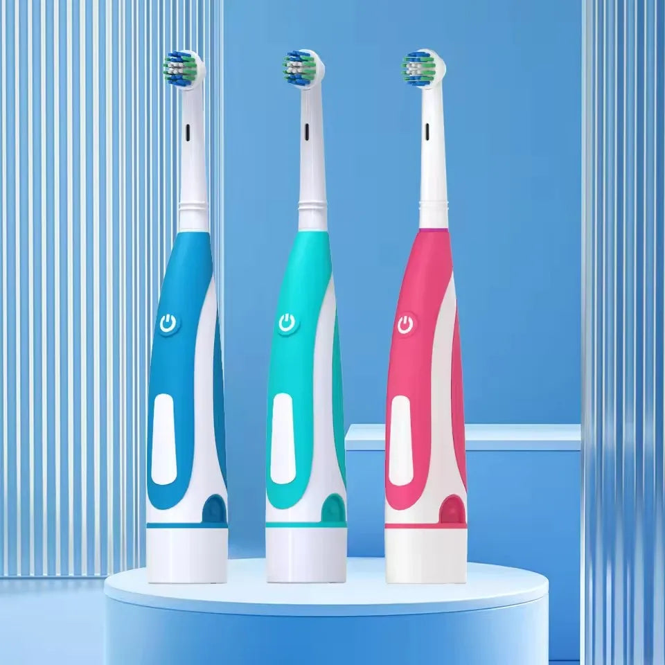 Electric Toothbrush Rounded Vibrate Heads Teeth Brush Soft Bristle Rotation Gum Care Battery Power Teeth Whitening For Adults
