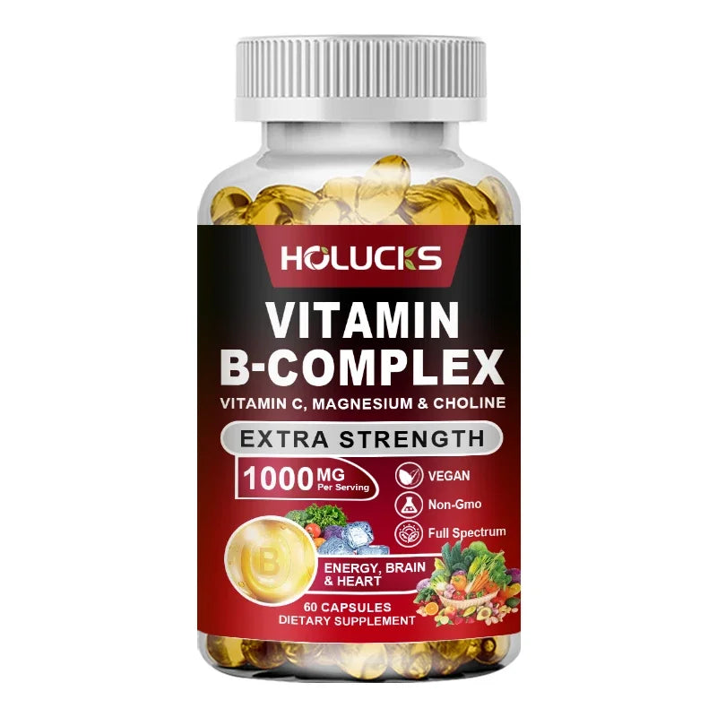 Vitamin B Complex Supplement - (B1, B2, B3, B5, B6, B7, B8, B9, B12 Folic Acid&Biotin) with Vitamin C, Inositol - Energy Healthy