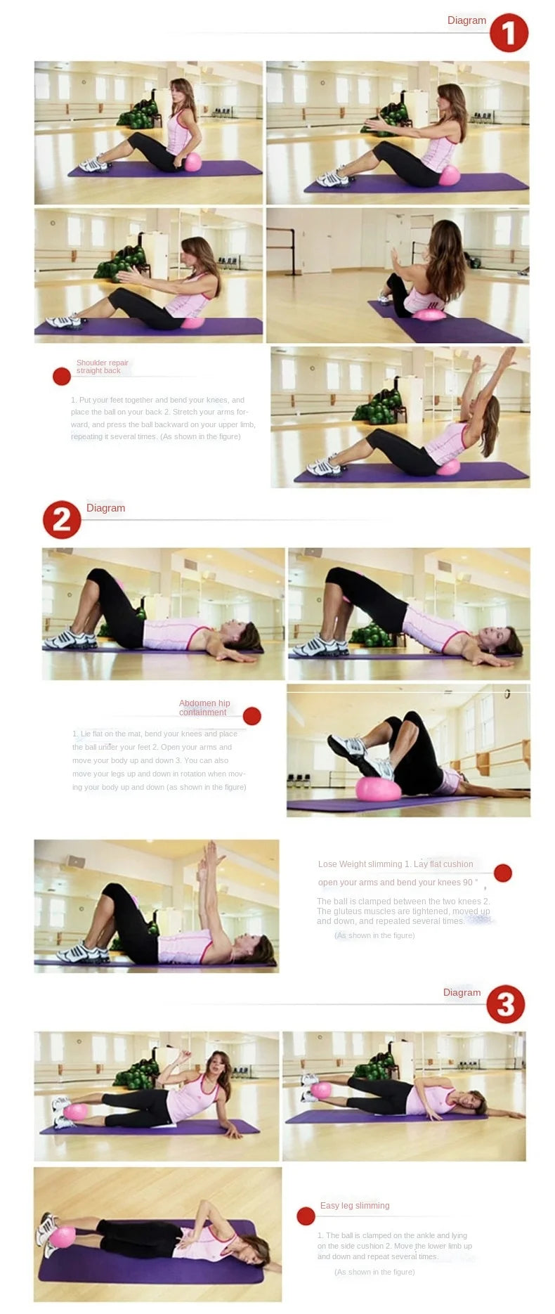 25cm Pilates Ball Explosion-proof Yoga Core Ball Indoor Balance Exercise Gym Ball for Fitness Pilates Equipment