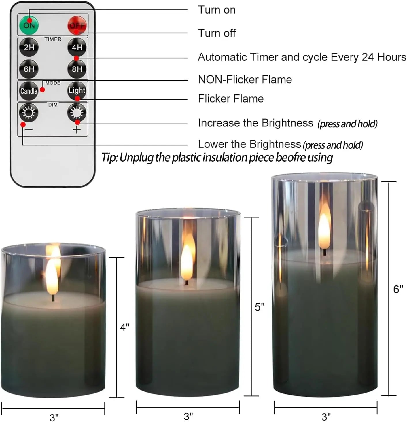 Flameless Candles 3D Wick Electric LED Candle Battery Operated with Remote Control for Party Hotel Wedding Birthday Decoration