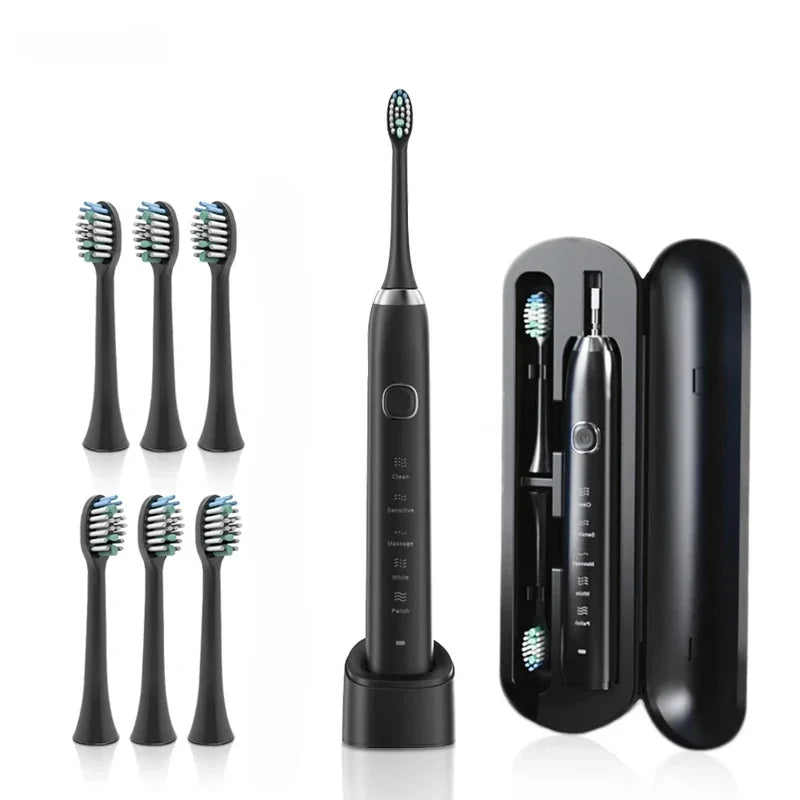 Electric Toothbrush Comes Brush Heads A Rechargeable Portable Electric Whitening Toothbrush with Holder and Travel Case