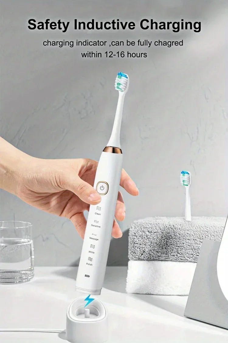 Electric Toothbrush Comes Brush Heads A Rechargeable Portable Electric Whitening Toothbrush with Holder and Travel Case