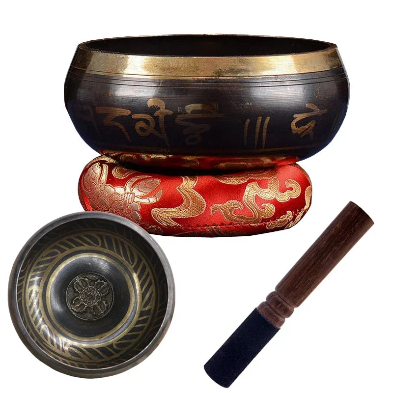 Nepal Tibetan Singing Bowl,Sound Buddhism Nepalese Buddhist Tibet Copper Bowls for Yoga Meditation, Sound Bowl Music Therapy