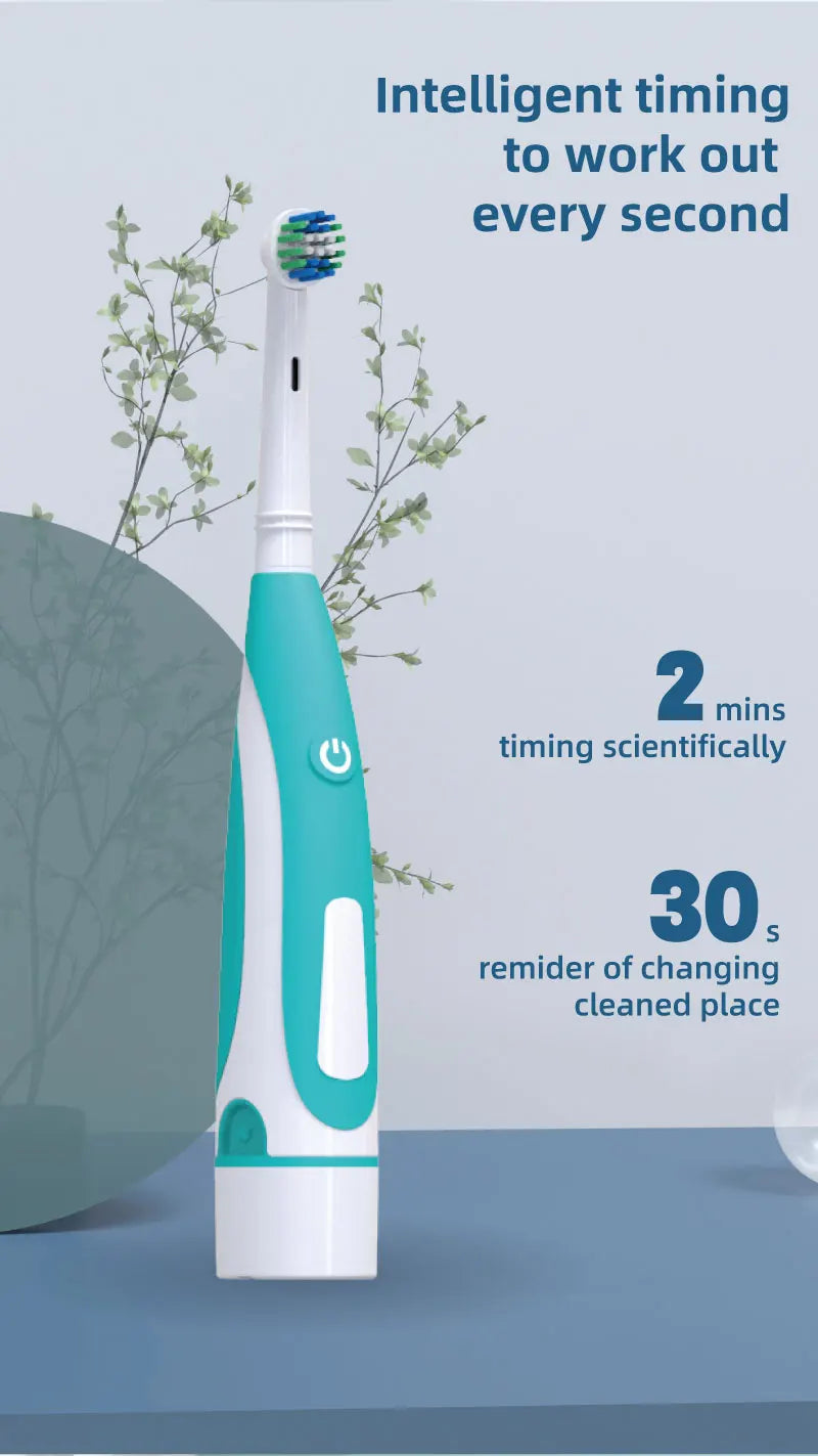 Electric Toothbrush Rounded Vibrate Heads Teeth Brush Soft Bristle Rotation Gum Care Battery Power Teeth Whitening For Adults