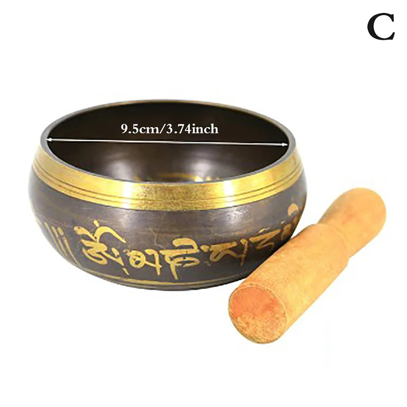 Buddha Sound Bowl Tibetan Bell Yoga Meditation Bowl Metal Singing Bowl Striker Chanting Bowl Brass Chime Handicraft Music