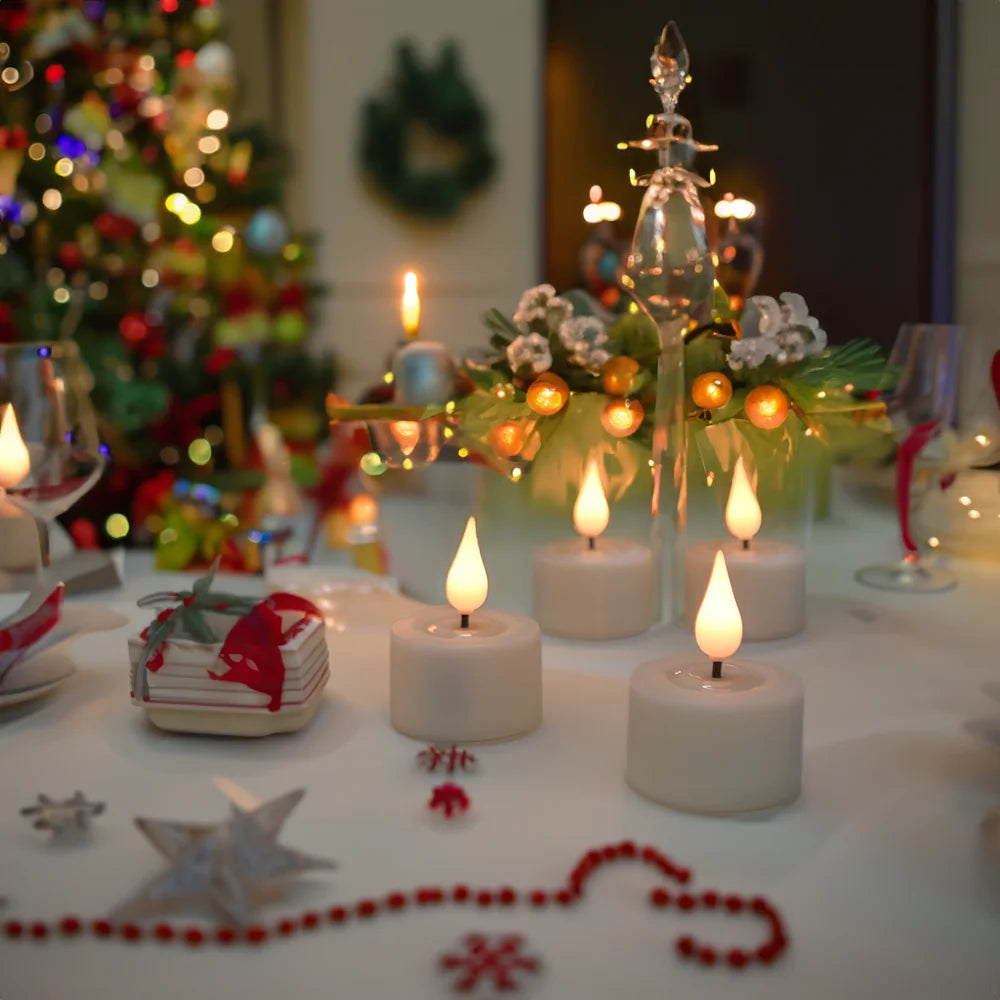 Flameless Flickering LED Candles Light Flameless Candles Rechargeable Candles for Wedding Decor Birthday Party Supplies Warm