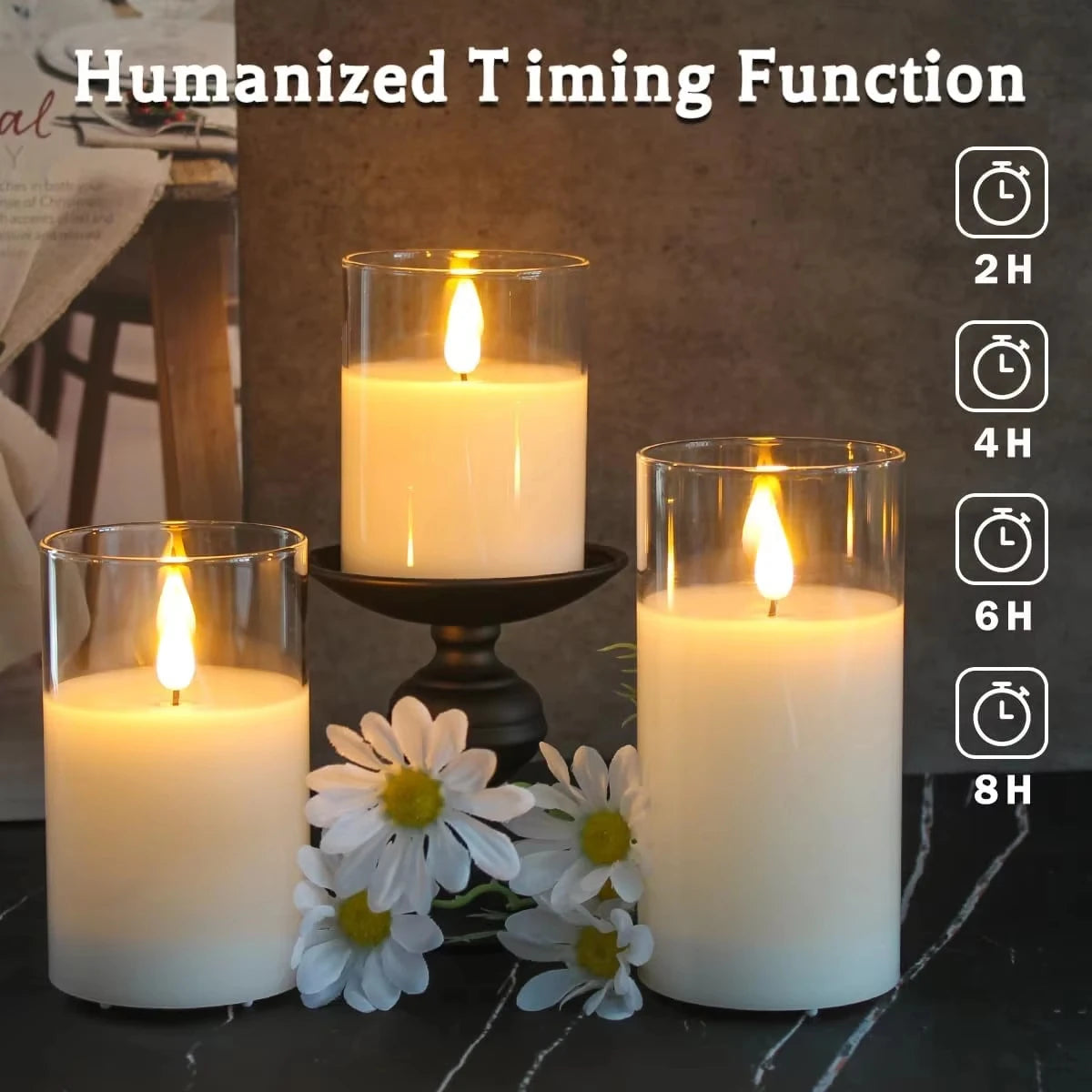 Flameless Candles 3D Wick Electric LED Candle Battery Operated with Remote Control for Party Hotel Wedding Birthday Decoration
