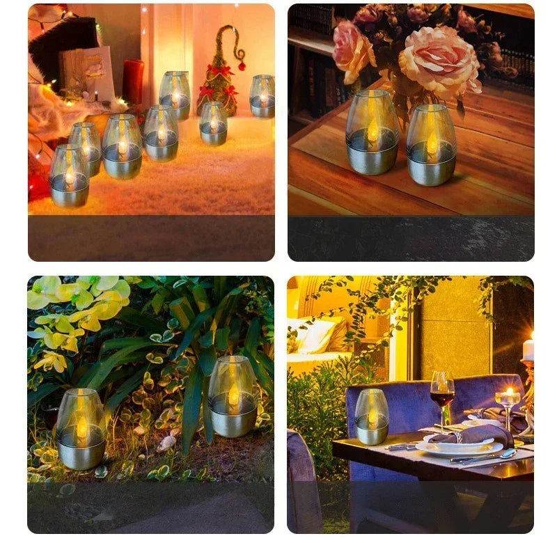 LED Solar Candles Light Flameless Rechargeable Night Light For Wedding Party Garden Decor Outdoor Waterproof Solar Candles Lamp